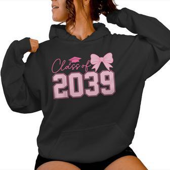 Class Of 2039 Grow With Me Graduation Pink Coquette Bow Girl Women Hoodie - Thegiftio UK
