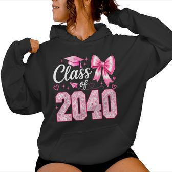 Class Of 2040 Grow With Me Graduation Pink Coquette Bow Girl Women Hoodie | Seseable UK