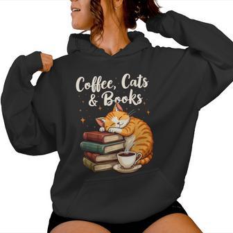 Coffee Cats & Books Lover Für Damen Und Mädchen Lustiger Kaffee Kapuzenpullover für Damen - Geschenkecke