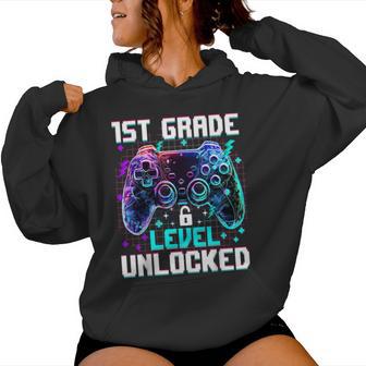Controller 1St Grade Level Unlocked First Day Of School Boys Women Hoodie - Thegiftio UK