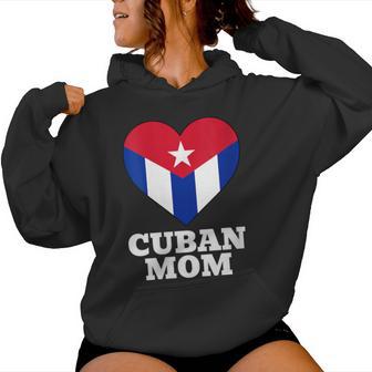 Corazón Con Bandera De Mamá Cubana Cuello Sudadera con capucha para mujer - Regaloses