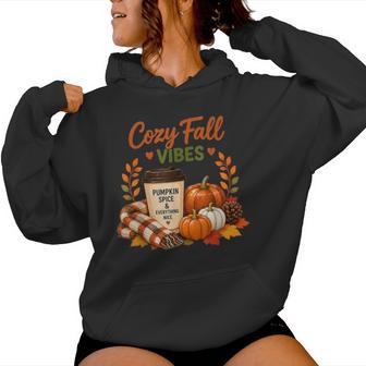 Cozy Fall Vibes Pumpkin Spice Autumn Coffee Lover Women Hoodie - Thegiftio UK