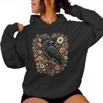 Crow Raven Floral Gothic Nature Women Hoodie | Seseable UK