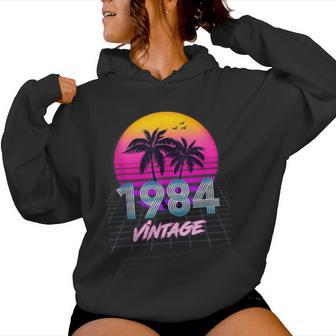 Cumpleaños De 42 Años Para Hombres Y Es Nacidos En 1984 Retro 80S Palm In Mangas Sudadera con capucha para mujer - Regaloses