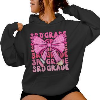 Cute 3Rd Grade Girls Coquette Bow Back To School Third Grade Women Hoodie - Thegiftio UK