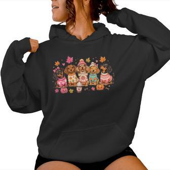 Cute Halloween Dachshund Ghost Coffee Fall Autumn Wiener Dog Women Hoodie - Thegiftio UK