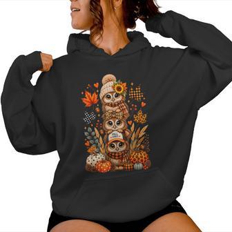 Cute Owl Leopard Bow Fall Autumn Pumpkin For Women Women Hoodie - Thegiftio UK