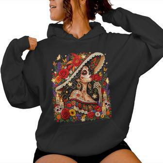 Dia De Los Muertos Flower Catrina Day Of The Dead Girl Women Hoodie - Thegiftio UK