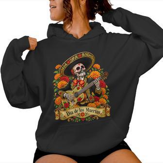 Dia De Los Muertos Sugar Skull Floral Skeleton Guitar Men Women Hoodie | Seseable UK
