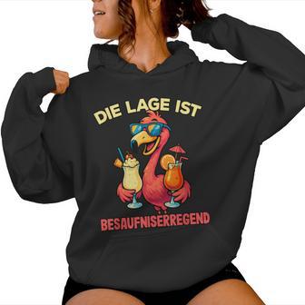 Die Lage Ist Besäufniserregend Lustiges Flamingo Party Kapuzenpullover für Damen - Geschenkecke