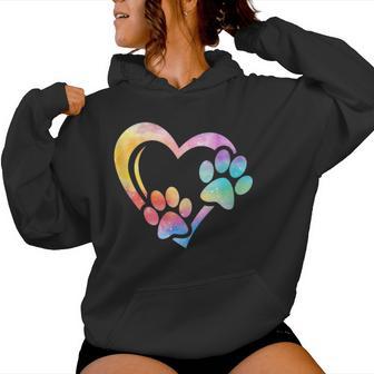 Dog Paw Print Heart Paw Dog Mom Dog Lover Women Hoodie - Thegiftio UK
