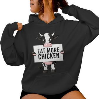 Eat More Chicken Cow Loving Farm Animal Lover Women Hoodie - Thegiftio UK