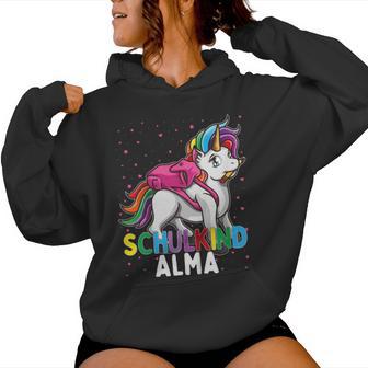 Enfant Licorne Alma Pour Enfant D'écolier Prénom Fille Sweat à capuche femme - Cadeauxyz