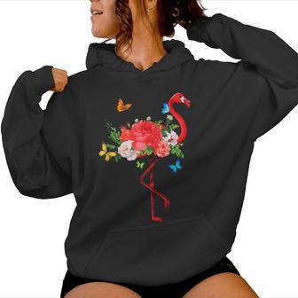 Es Flamingo Flores Mariposaserano Flamencos In Mangas Sudadera con capucha para mujer - Regaloses