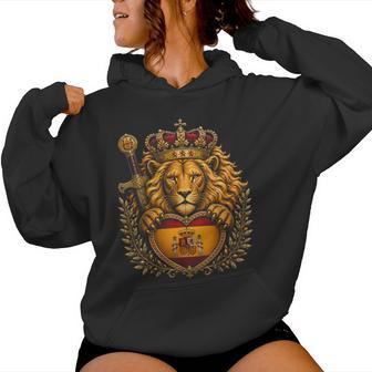 Escudo De Armas Español Con Bandera De Corazón De León De España Para Hombres Es Y Niños Sudadera con capucha para mujer - Regaloses