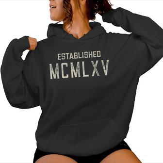 Establecido Mcmlxv 1965 Año En Números Romanos Sudadera con capucha para mujer - Regaloses