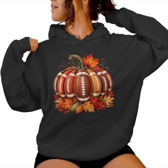 Fall Game Day Football Pumpkin Autumn Leaves Kid Women Hoodie - Thegiftio UK