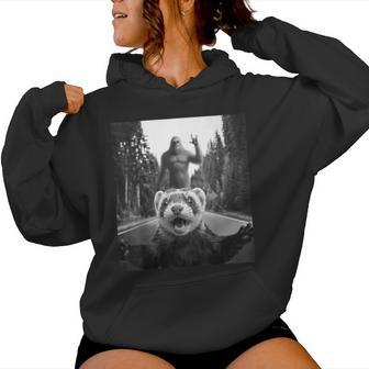 Ferret Selfie With Bigfoot For Kids Women Hoodie - Thegiftio UK