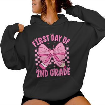 First Day Of 2Nd Grade Coquette Bow Back To School Girls Women Hoodie - Thegiftio UK