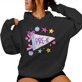 First Day Of Preschool Back To School Pre-K Pennant Bow Girl Women Hoodie | Seseable UK