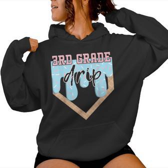 First Day Of Third 3Rd Grade Baseball Ice Cream Drip Boy Women Hoodie - Thegiftio UK