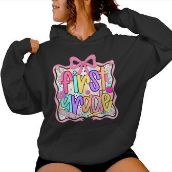 First Grade 1St Coquette First Day Of School 1St Day Girl Women Hoodie - Thegiftio UK