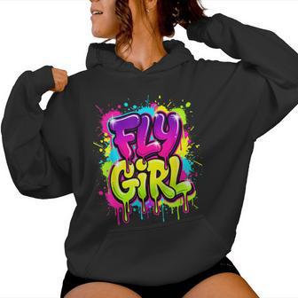 Fly 90S Girl Retro Graffiti Paint Splatter Women Hoodie - Thegiftio UK