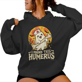 I Found This Humerus Spooky Ghost Halloween Scrub Top Women Women Hoodie - Thegiftio UK
