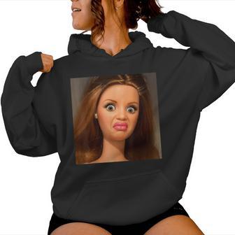 Disgusting Doll Face Meme Hilarious Sarcastic Brainrot Women Hoodie - Thegiftio UK