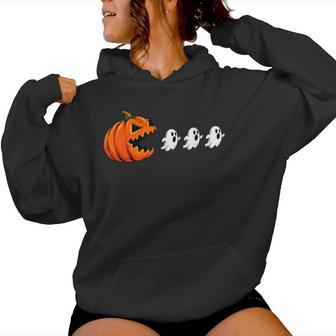 Halloween Pumpkin Eating Ghost Gamer Boy Girl Kids Women Hoodie - Thegiftio UK