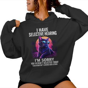 Sarcastic Cat Graphic Retro Synthwave Aesthetic Women Hoodie - Thegiftio UK