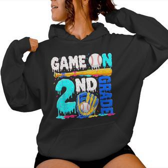 Game On 2Nd Grade Baseball Drip Ice Cream Back To School Women Hoodie - Thegiftio UK
