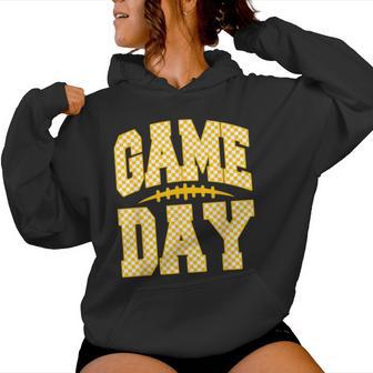 Game Day Football Season Football Mama Girl Black Gold Vibes Women Hoodie | Seseable UK