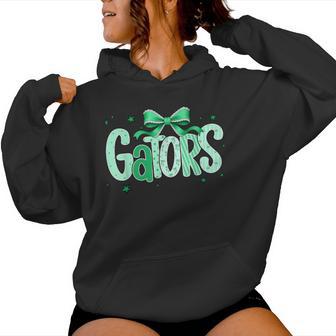Gators Alligator Lover Green Coquette Bow Preppy Floral Women Hoodie - Thegiftio UK