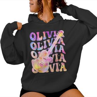 Girl Retro Olivia First Name Personalized Groovy 80'S Women Hoodie - Thegiftio UK
