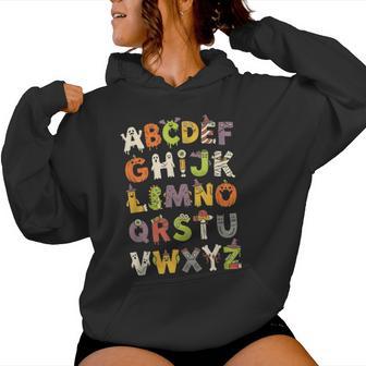 Halloween Alphabet Abc Spooky Monster Ghost Pumpkin Teacher Women Hoodie - Thegiftio UK