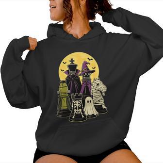 Halloween Chess Pieces Chess Player Kids Women Hoodie - Thegiftio UK