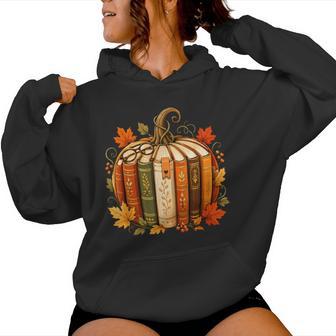 Halloween Fall Reading Pumpkin Book Teacher Women Women Hoodie - Thegiftio UK