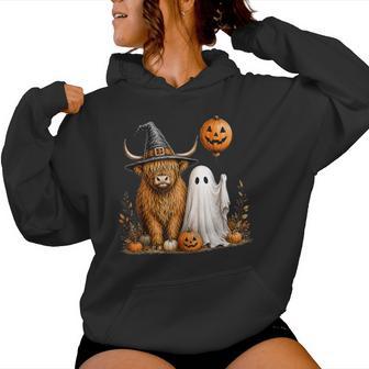 Halloween Highland Cow Spooky Highlander Cow Fall Women Hoodie - Thegiftio UK