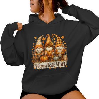 Happy Fall Yall Cute Gnomes Pumpkin Autumn Women Hoodie - Thegiftio UK