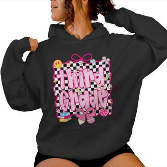 Hello 3Rd Grade Checkered Kids Girl Teachers Back To School Women Hoodie - Thegiftio UK