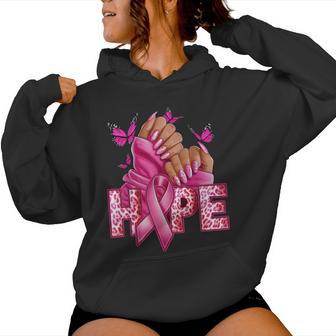 Hope Breast Cancer Awareness Pink Nail Pink Ribbon Woman Women Hoodie - Thegiftio UK