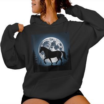 Horsetuff Luna Llena Caballosalvajes Montar Caballo Divertido Sudadera con capucha para mujer - Regaloses