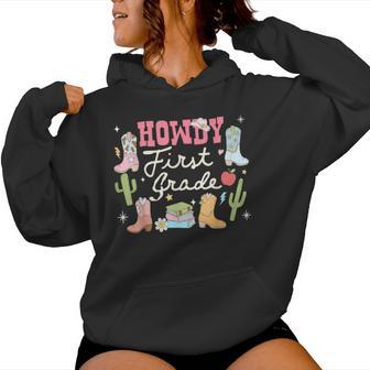 Howdy First Grade Western Cowboy Back To School Teacher Women Hoodie - Thegiftio UK
