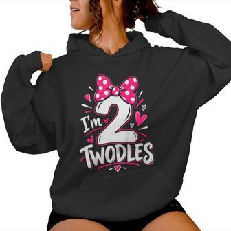 I'm Twodles 2Nd Birthday Girl Cute Pink Bow Second Birthday Women Hoodie - Thegiftio UK