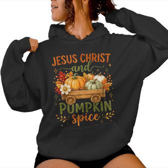 Jesus Christ And Pumpkin Christian Autumn Fall Women Women Hoodie - Thegiftio UK