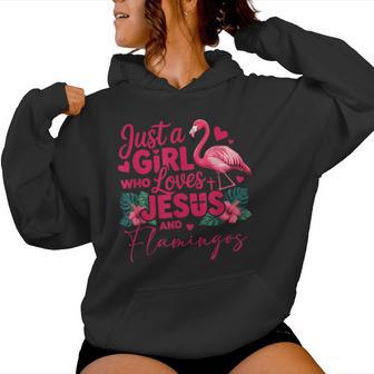 Just Girl Who Loves Jesus And Flamingos Faith Christian Women Hoodie - Thegiftio UK