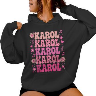 Karol Checkered I Love Karol 80'S Groovy Vintage Women Hoodie - Thegiftio UK