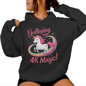 Kids 4K Girls Back To School Unicorn Galloping Into 4K Women Hoodie - Thegiftio UK