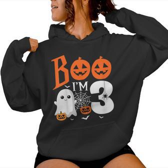 Kids Boo I'm 3 Yr Old 3Rd Birthday Halloween Girl Boy Costume Women Hoodie - Thegiftio UK
